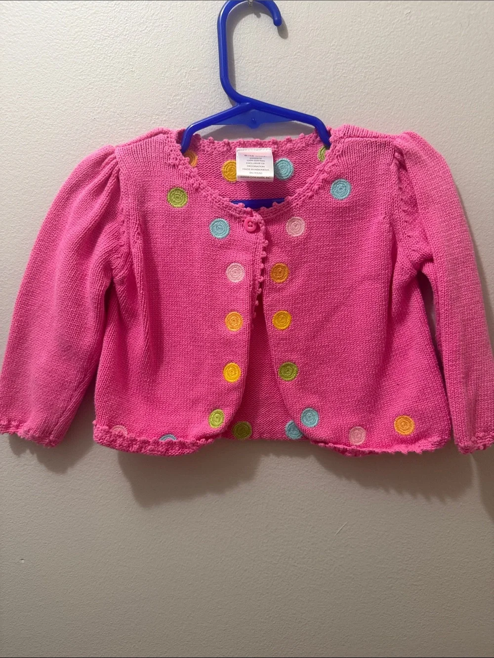 Gymboree Hot Pink Cardigan with Multicolor Dot Accents